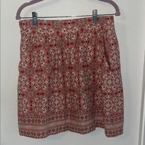 LOFT Red and White Patterned Mini Skirt